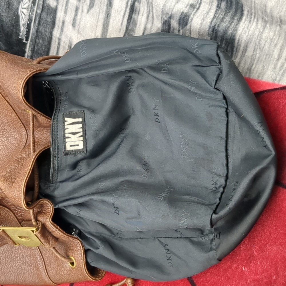 Donna Karen brown leather drawstring purse - Picture 8 of 11